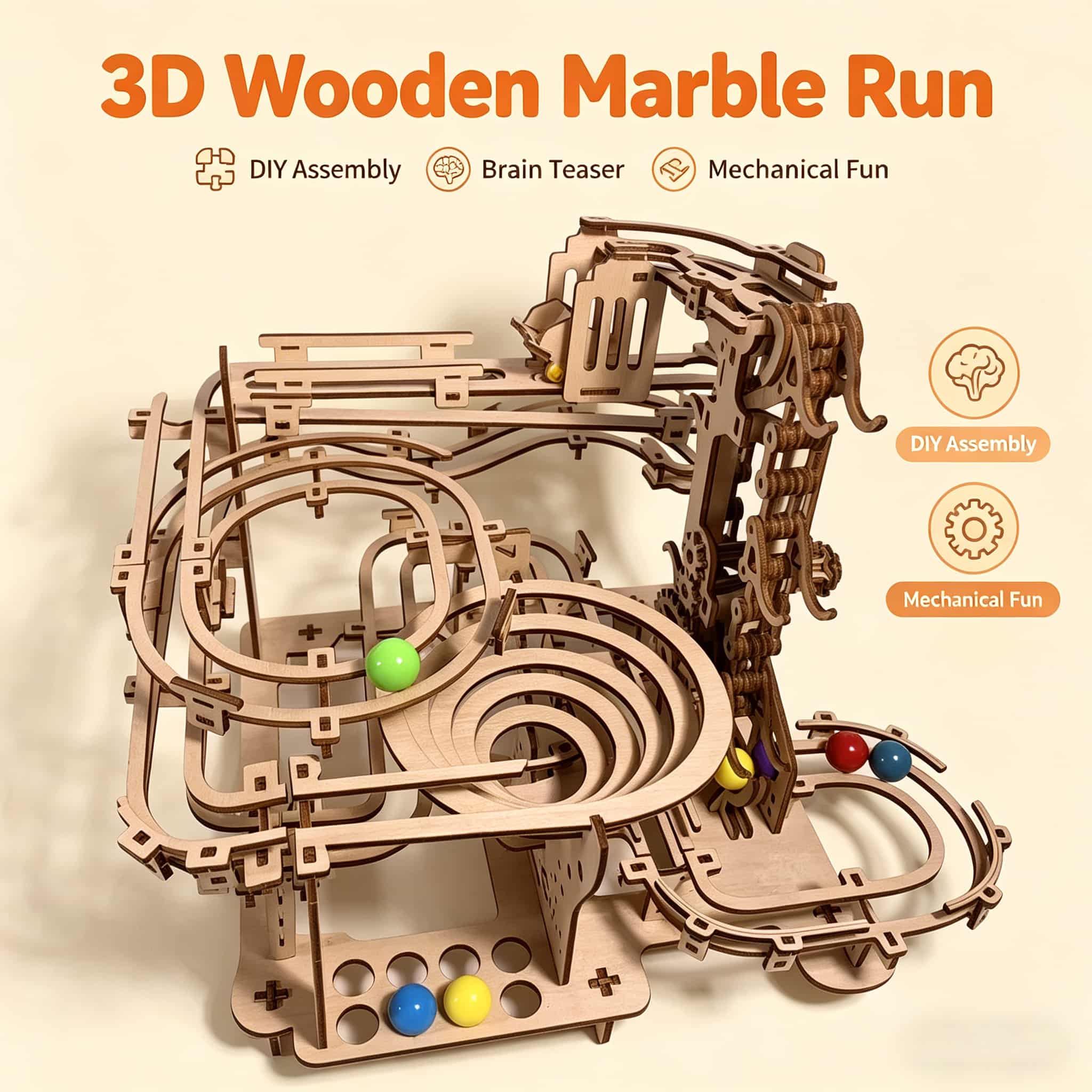 Running Gear Track - Механический деревянный конструктор-головоломка 3D: Мраморная дорожка